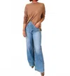Pistola Westin Double Button Ultra Wide Leg Jean In Light Wash In Blue