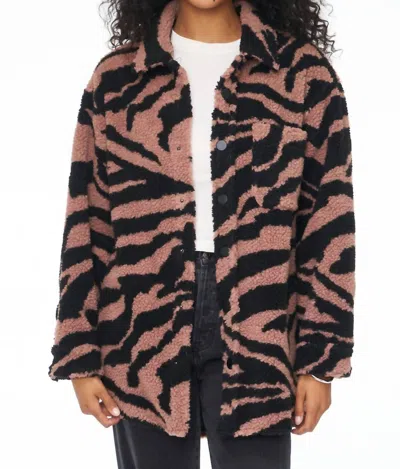 Pistola Women's Lynn Oversized Shearling Jacket In Clay Zebra In Black