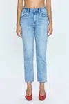 Pistola Kate Distressed Raw Hem Ankle Straight Leg Jeans In Multi