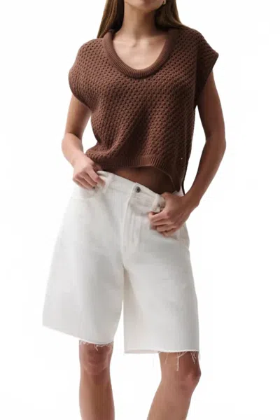 Pistola Nolan Relaxed Straight Cut Off Shorts In Paper White