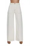 Pistola Penny Utility High Rise Wide Leg Denim Pants In Ecru In White