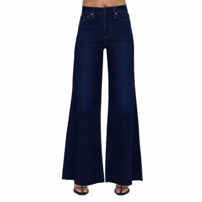 Pistola Izzy Mid Rise Wide Leg Crop Jean In Tristesse In Blue