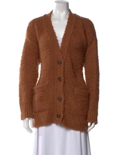 Pre-owned Pistola Wool V-neck Sweater In Brown