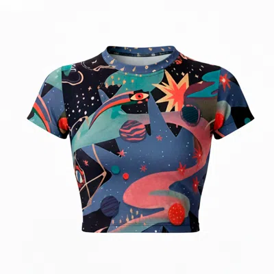 Pitaya Yoga Women's Black Door Of The Cosmos T-shirt - Bamboo In Multi