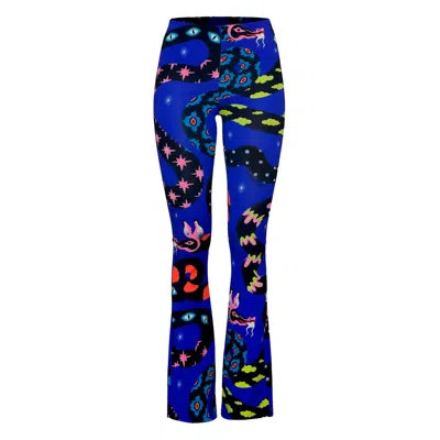 Pitaya Yoga Women's Blue Dragon Dreams Flared Pants -  Bamboo