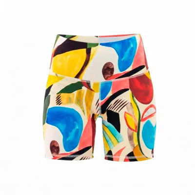Pitaya Yoga Women's Blue / White Tutti Fruti Shorts - Bamboo In Multi