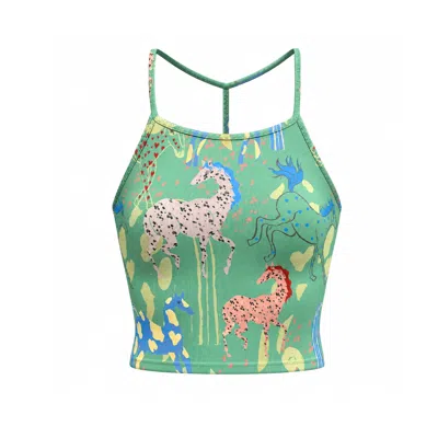 Pitaya Yoga Women's Green Khutulun's Horses Top - Bamboo