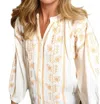 Piti Cuiti Maddi Embroidered Boho Blouse In Amber