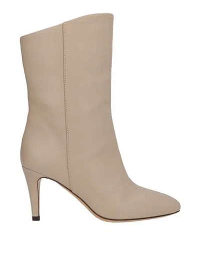 Piton Paris Woman Ankle Boots Beige Size 6 Leather In Sand