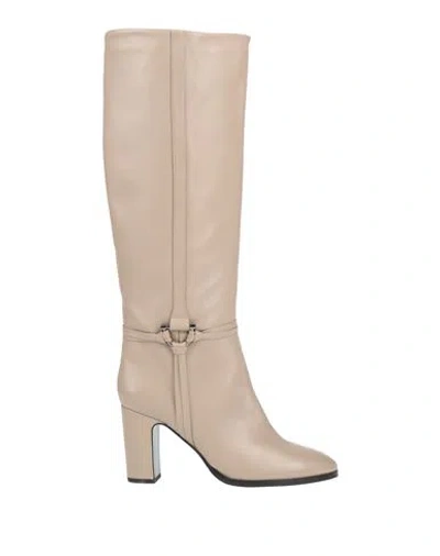 Piton Paris Woman Boot Taupe Size 5 Leather In Gray