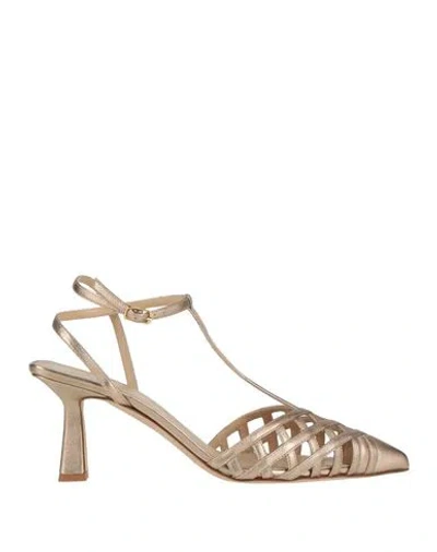 Piton Paris Woman Pumps Platinum Size 6 Leather In Grey