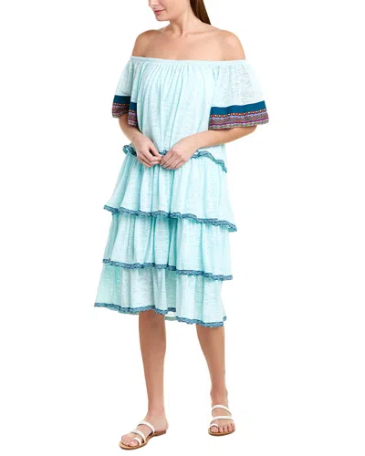 Pitusa Boho Shift Dress In Blue