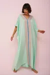 Pitusa Checkered Sequin Thobe Kaftan Maxi Dress In Green