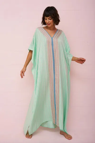 PITUSA CHECKERED SEQUIN THOBE AQUA