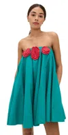 Pitusa Crochet Flower Tea Dress Teal In Teal