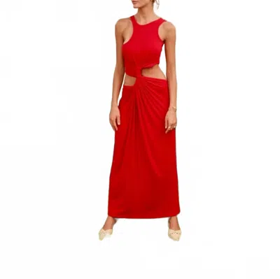 Pitusa Cutout Twist Maxi Dress In Red