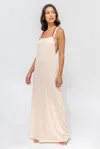 Pitusa Flirty Cross Back Dress In Melon Cream | Floor Length Loose Cotton Summer Dress | Plunge Back &amp;  In Pink