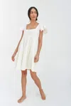 Pitusa Flutter Sleeve Babydoll Dress White Standard In White