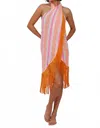 Pitusa Fringed Crossover Mini Dress In Hot Pink In Orange