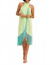 Pitusa Fringed Crossover Mini Dress In Neon Yellow In Yellow