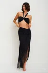 Pitusa Fringed Sarong Skirt Black In Black
