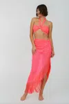 Pitusa Fringed Sarong Skirt Hot Pink In Pink