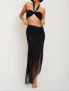 Pitusa Fringed Sarong Skirt In Black In Black