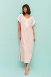 Pitusa Gaia Beach Kaftan In Nude | Lightweight Cover Up Midi Dress | Celtic Knot Design, Flowy Sleeves &amp In Pink
