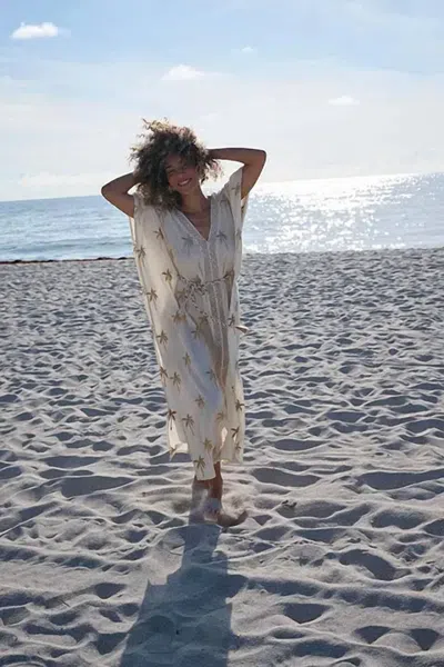 Pitusa Goldie Kaftan Maxi Dress In Beige In Neutral