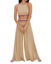 Pitusa Halter Top And Wide Leg Pant Set In Nude In Brown