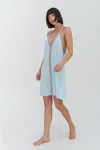 Pitusa Light Blue Beach Cover Up Mini Dress In Blue