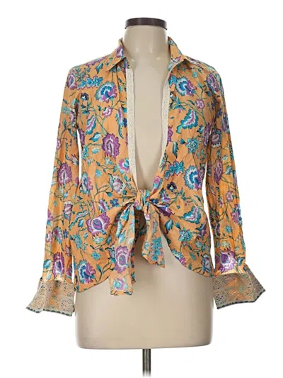 Pre-owned Pitusa Long Sleeve Blouse In Gold