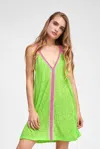 Pitusa Mini Sundress Lime | Light Green Beach Cover Up | V-neck Sleeveless Short Dress | Loose Sheer Viscos In Green