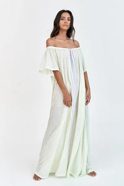 Pitusa Mint White Beach Kaftan In Neutral