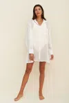 Pitusa Motif Button Shirt Dress White In White