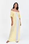 Pitusa Off The Shoulder Beach Kaftan In Lemon Yellow | Designer Full Length Cover Up | Lightweight Sheer Co In Yellow