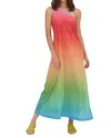 Pitusa One Shoulder Rainbow Maxi Dress In Bright Rainbow In Multi