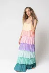 Pitusa Pastel Rainbow Maxi Dress In Multi