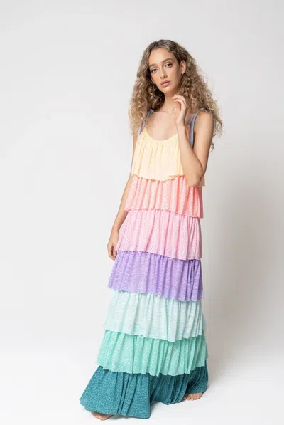 Pitusa Pastel Rainbow Maxi Dress In Multi