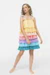 Pitusa Piñata Tiered Dress Pastel Rainbow In Multi