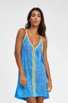 Pitusa Pima Mini Sundress In Blue | Beach Cover Up | Loose V-neck Sleeveless Short Dress | Soft Burnout Cot In Blue