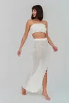Pitusa Puka Shell Crochet Top Ecru In White