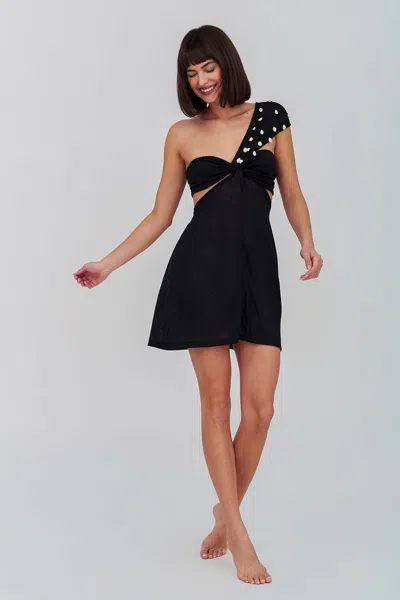 Pitusa Puka Shell One Shoulder Mini Black