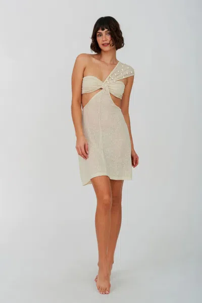 Pitusa Puka Shell One Shoulder Mini Ecru In Neutral