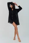 Pitusa Puka Shell Shirt Dress Black In Black