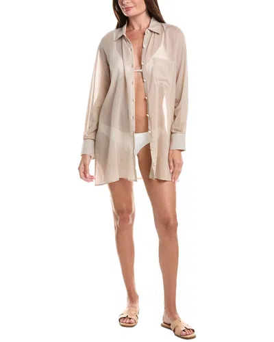 Pitusa Puka Shell Shirtdress In Neutral