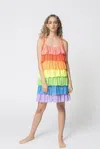 Pitusa Rainbow Tiered Mini Dress Rainbow In Multi