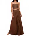 Pitusa Sequin Bandeau Top In Chocolate In Gold