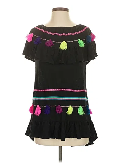 Pre-owned Pitusa Short Sleeve Top Black Off The Shoulder Neckline Tops