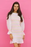 Pitusa Smocked Long Sleeve Mini Dress White In White
